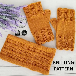 Knitting Pattern SET: Fingerless Gloves and Headband (PDF English)