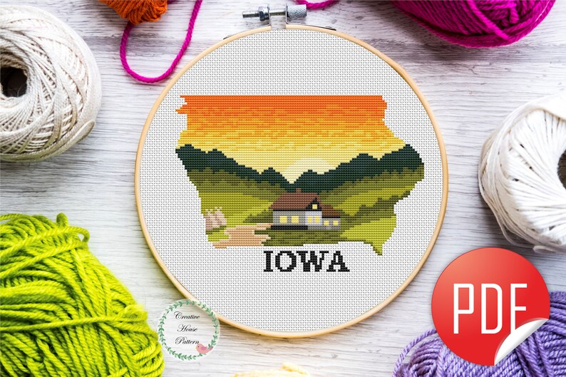 Iowa State Cross Stitch Pattern Nature Counted Cross Stitch Etsy