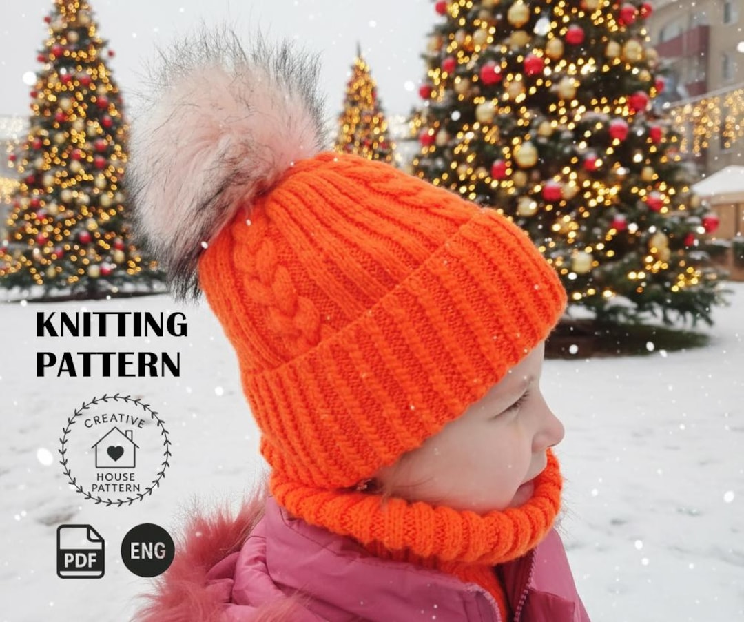 Kids Knit Hat and Cowl Pattern PDF, Cable Beanie Knitting Tutorial ...