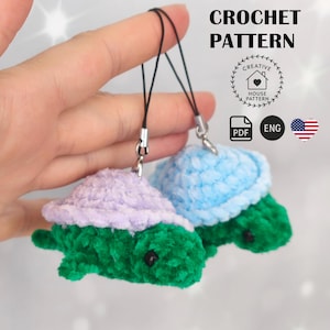 Crochet Turtle Keychain Pattern PDF English, Amigurumi Sea Turtle Keychain DIY Tutorial, Cute Turtle Bag Charm Pattern, Instant Download
