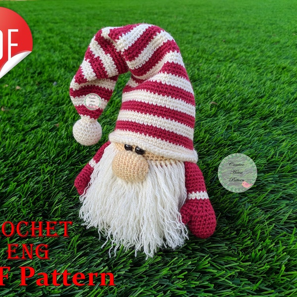 Scandinavian Сhristmas gnome crochet pattern, amigurumi gnome pattern, crochet amigurumi toy pattern, Сhristmas home decor, gnome crochet