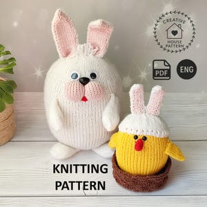 Adorable Easter Bunny and Chick Knitting Pattern PDF English, Cute Spring Animal Knitting Tutorial, DIY Easter Knitted Toys, Easter knitting