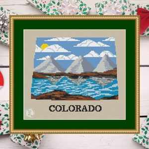 Colorado Cross Stitch Pattern, Mountains Landscape Embroidery, Stunning Colorado State Design - Digital PDF Download