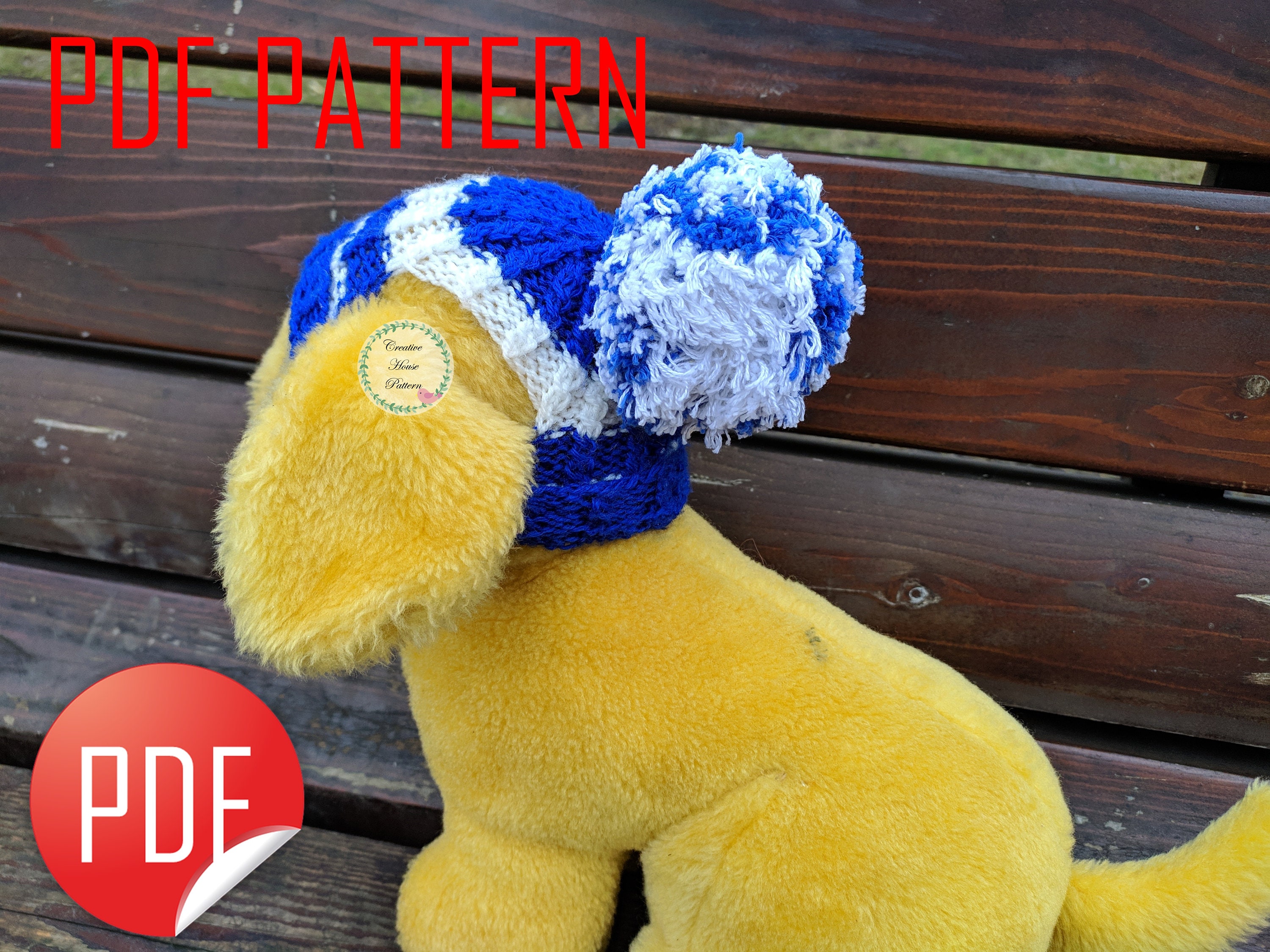 Knitting pattern dog hat modern knitting pattern pompom dog Etsy