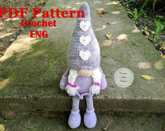 Valentine gnome crochet pattern, gnome with heart, amigurumi gnome, stuffed gnome pattern, Valentines day gift, Valentines day gnome decor