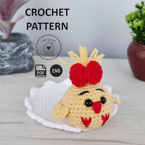Amigurumi Chick Coaster Crochet Pattern PDF English, Cute & Easy PDF Tutorial, Crochet chicken, Coaster crochet pattern, Animals coasters
