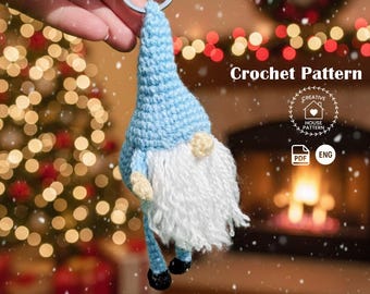 Amigurumi Gnome Keychain Crochet Pattern PDF English, Gnome Keyring, Instant Download