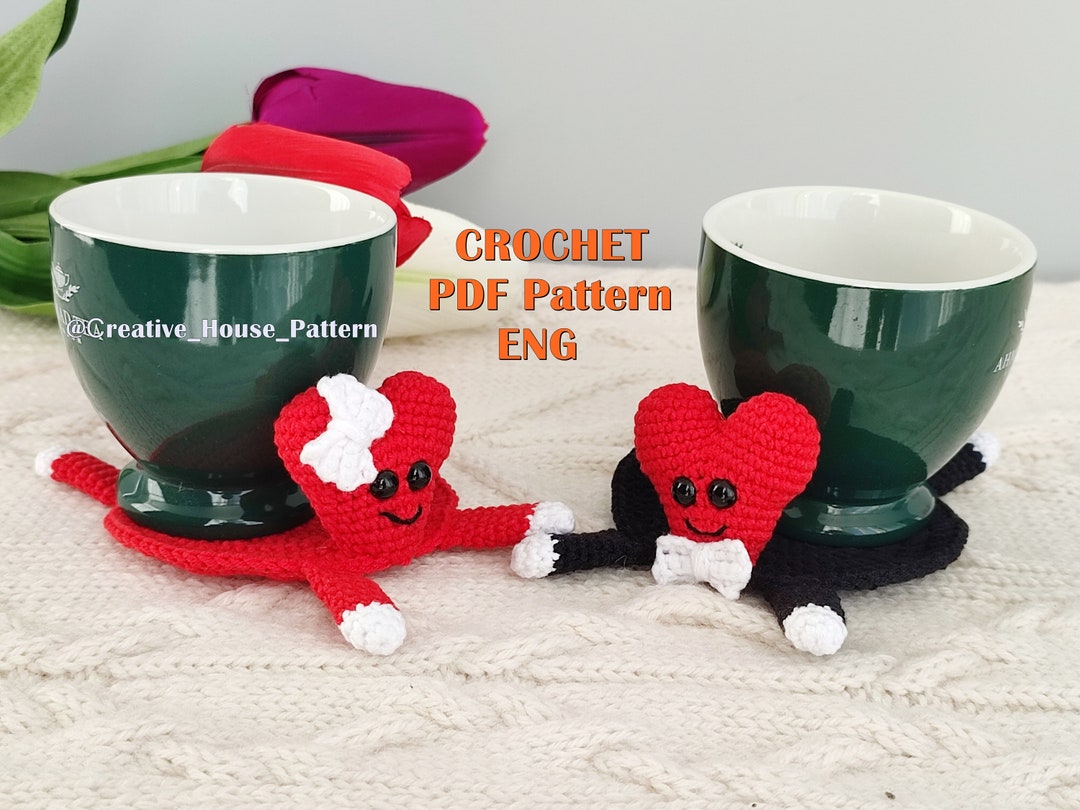 Coaster Hearts Crochet Pattern Valentines Day Gift DIY Tutorial ...