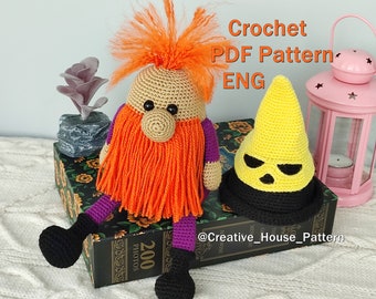 Gnome Halloween CROCHET PATTERN, amigurumi gnome pattern, gnome crochet PDF English pattern, Halloween gift ideas, handmade halloween gifts