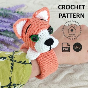 Crochet bracelet pattern PDF English, crochet slap bracelet, dog Corgi bracelet crochet, dog pet bracelet crochet, dog crochet pattern