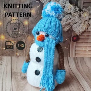 Padrão de tricô para boneco de neve em PDF, Boneco de neve de tricô, Ideias para presentes de Natal, Download instantâneo, Padrão de brinquedo de tricô fácil, Tricôs para o Natal
