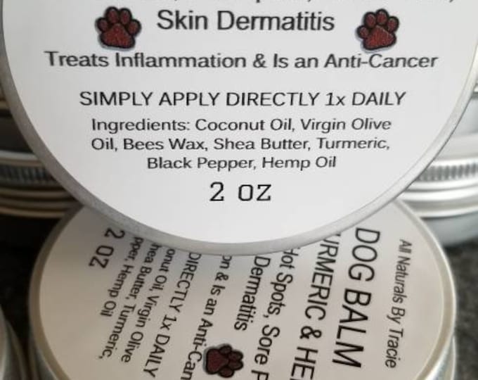 Dog Balm with Turmeric and Hemp. 2 oz Tin. For  Hot Spots, Skin.