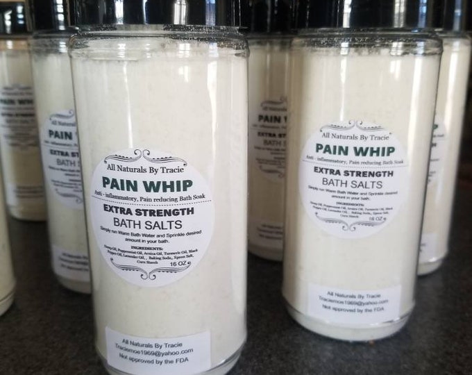 Hemp Pain Whip Bath Salts, Bath Soak Big 15 oz. EXTRA STRENGTH.