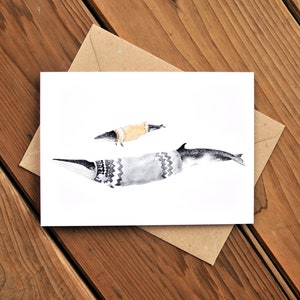 Cocon: Carte de vœux Petit rorqual et rorqual commun, Carte d’art pour toutes les occasions, Cosy, Tricot de laine, Pull Weather, Dessin, Art par Natasha van Netten