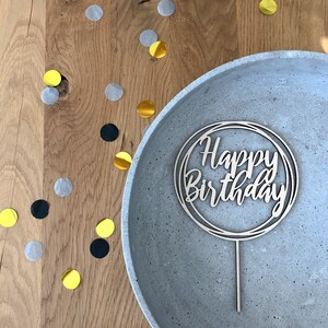 Caketopper Happy Birthday 16 cm groß |  Geburtstagskuchen Stecker  |  Topper Happy Birthday  |  Holz Caketopper Happy Birthday