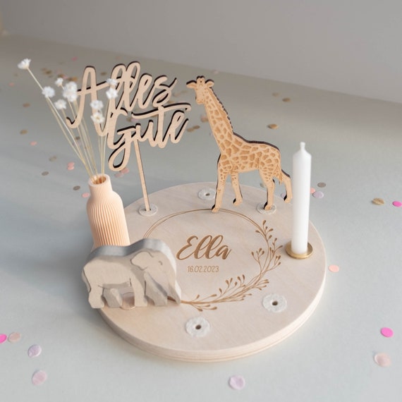 Geburtstagskranz mit Name  |  A4  Design  |  Personalisierter Geburtstagsteller  |  Geschenk zur Geburt, Taufe  |  Moderner Geburtstagszug
