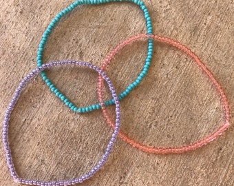 Stretch Seed Bead Bracelet, Solid Color