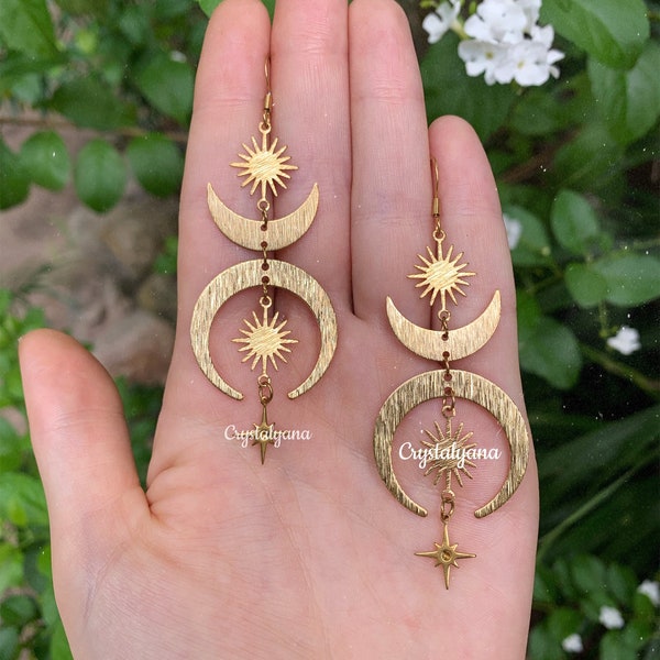 Heavenly Half Moons Dangle & Drop Earrings | Wedding Handmade Boho Bohemian Jewelry | Gift For Her | Gold, Silver | Hypoallergenic