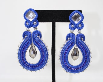 Royal Blue Soutache Earrings