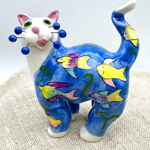 Whimsiclay Cat Figurine - Etsy