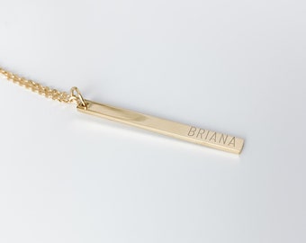 Custom Bar Necklace | Personalized Bar Necklace | Gold Silver Rose | Engraved Name Necklace Dainty Bar Necklace