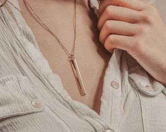 Custom Bar Necklace | Personalized Bar Necklace | Gold Silver Rose | Engraved Name Necklace Dainty Bar Necklace
