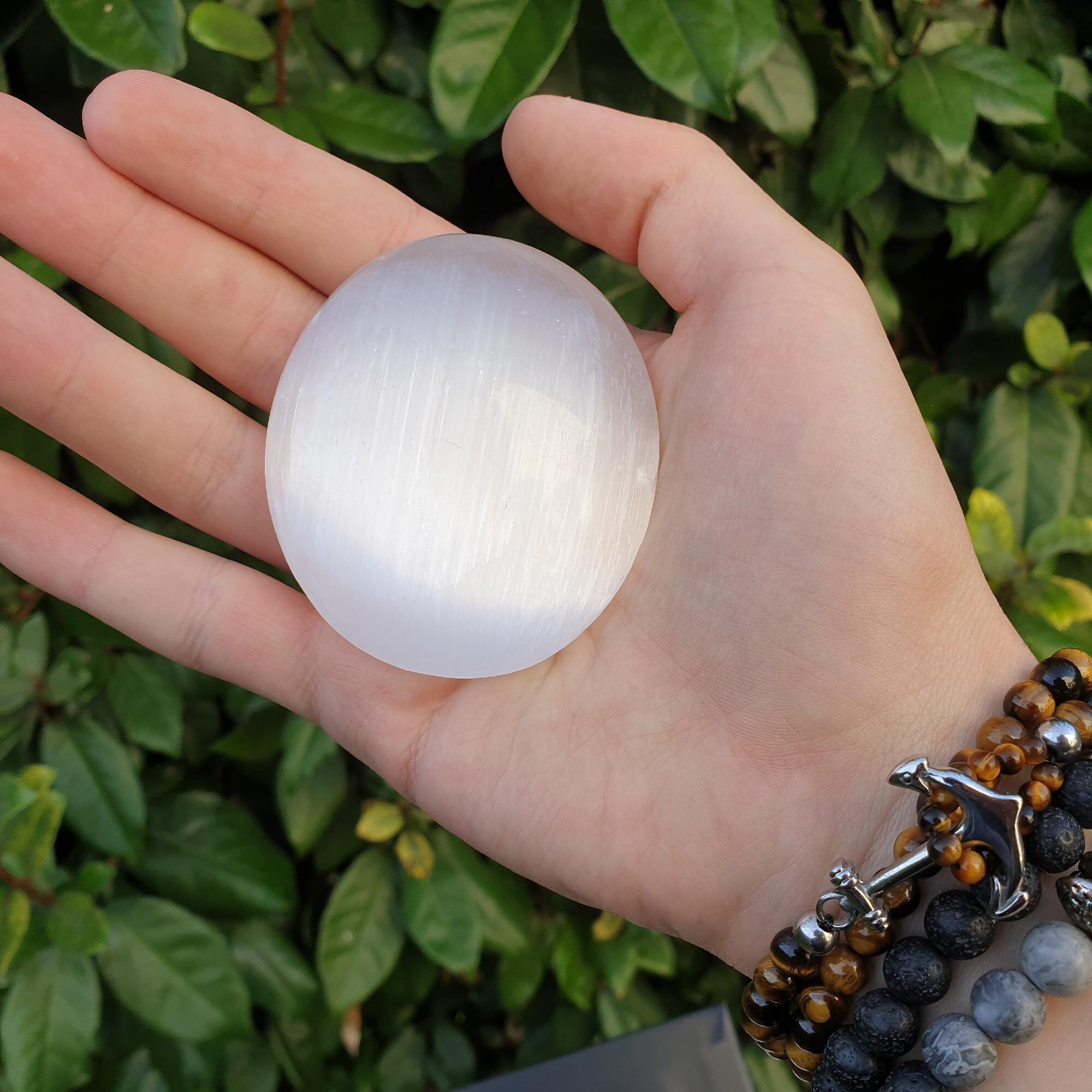 Sélénite Galet Poli Pierre Naturelle Gypse Mineraux Bien-Être Lithothérapie Précieuse Soin Protectio