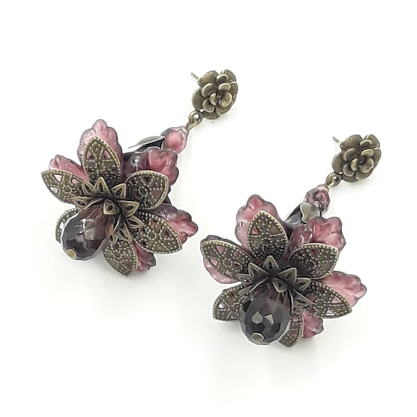 Boucles d'oreilles grandes fleurs