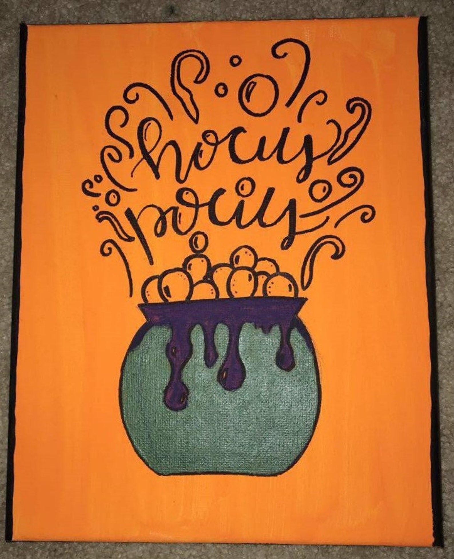 Hocus Pocus Halloween Canvas Wall Art Hand Painted Etsy