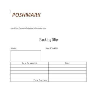 Poshmark Packing Slip Template