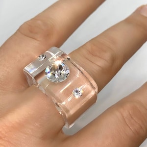 Luicte Ring, Geometrischer Würfel Ring, Kristall Schmuck, Ringe, Multi Edelstein Ring, Geschenk für sie, Einzigartige Ring, Statement Ring, kristallklaren Ring