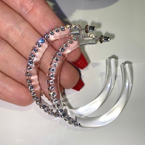 Large Lucite Earrings, Rare Find, Clear Lucite Statement Earrings, Clear Hoop Earrings, Acrylic Earrings, Statement Earrings, Crystal Hoops