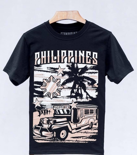 Philippines T-shirt Jeepney Design Silkscreen Print Comfy Shirts