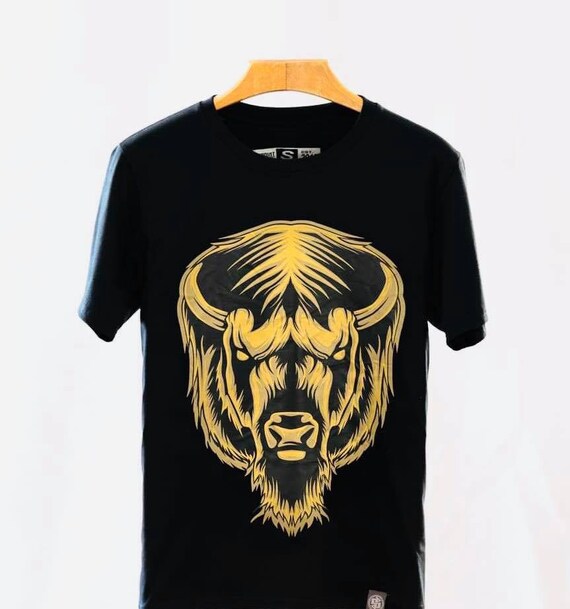 American Buffalo T shirt Gold silkscreen printed handmade high quality garment and print costumized