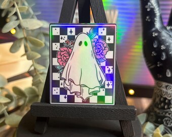 Checkered Ghostie Sticker l Book Sticker | Bookish Book Sticker | Decal for Kindle/Laptop
