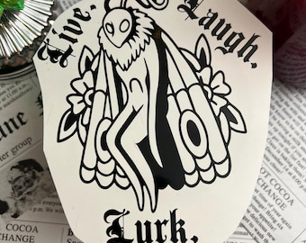 Live Laugh Lurk Car Decal | Car Window Decal Sticker | Laptop Decal | Trendy Car Decal | Cute Decal | Bookish Car Decals