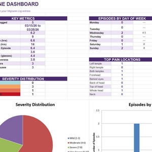 Migraine Log, Digital / Printable Tracker for Migraines and Their Triggers
