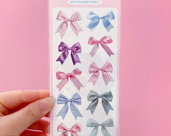 Girly ribbon bow sticker sheet | scrapbook series, junk journal, bujo, kawaii stationery, planner stickers, coquette stickers