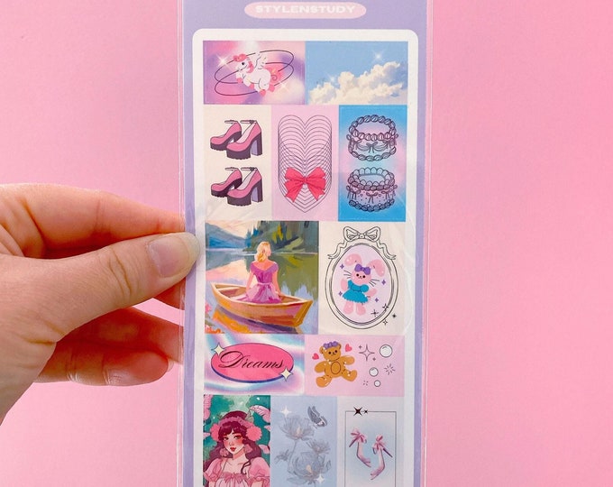 Girly princess fashion sticker sheet | scrapbook series, junk journal, bujo, kawaii stationery, planner stickers, kpop anime inspired