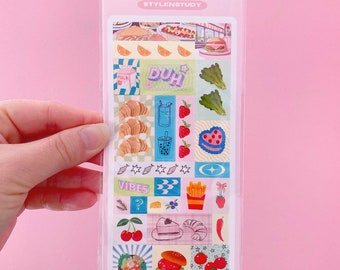 Food sticker sheet | scrapbook series, junk journal, bujo, kawaii stationery, planner stickers, kpop anime inspired stickers