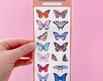 Butterflies sticker sheet | scrapbook series, junk journal, bujo, kawaii stationery, planner stickers, photo stickers