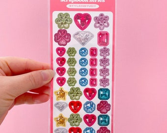 Jewels sticker sheet | scrapbook series, junk journal, bujo, kawaii stationery, planner stickers, photo stickers