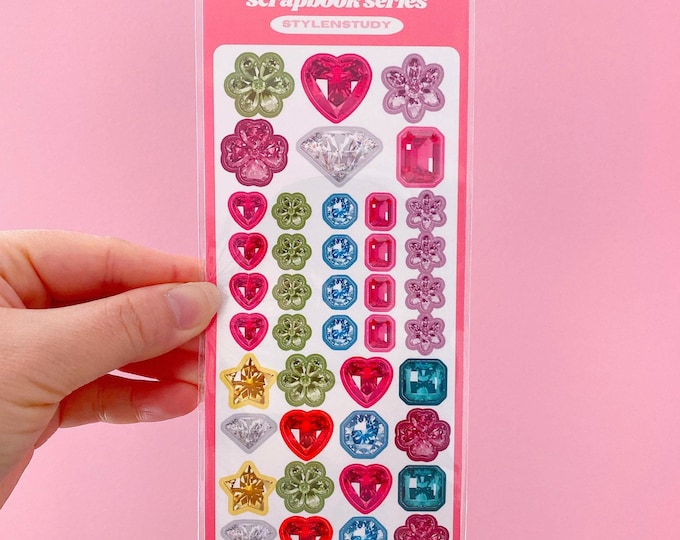 Jewels sticker sheet | scrapbook series, junk journal, bujo, kawaii stationery, planner stickers, photo stickers