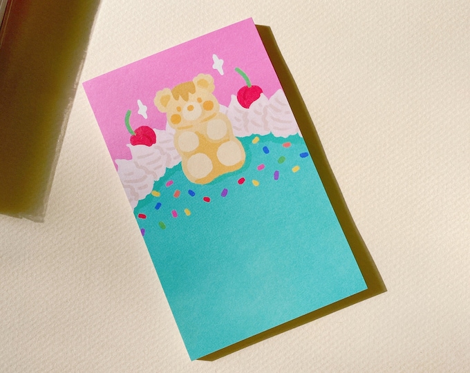 Gummy bear Cake Memo pad | kawaii cute retro korean cake memo pad, sticky note, sticky memo pad, stationery, school supplies