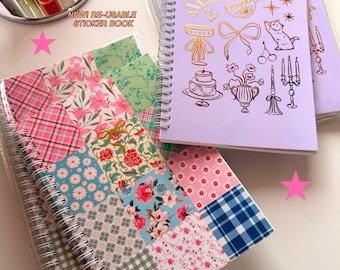 A5 reusable sticker book, aesthetic foiled cover, sticker collection, sticker organizer album