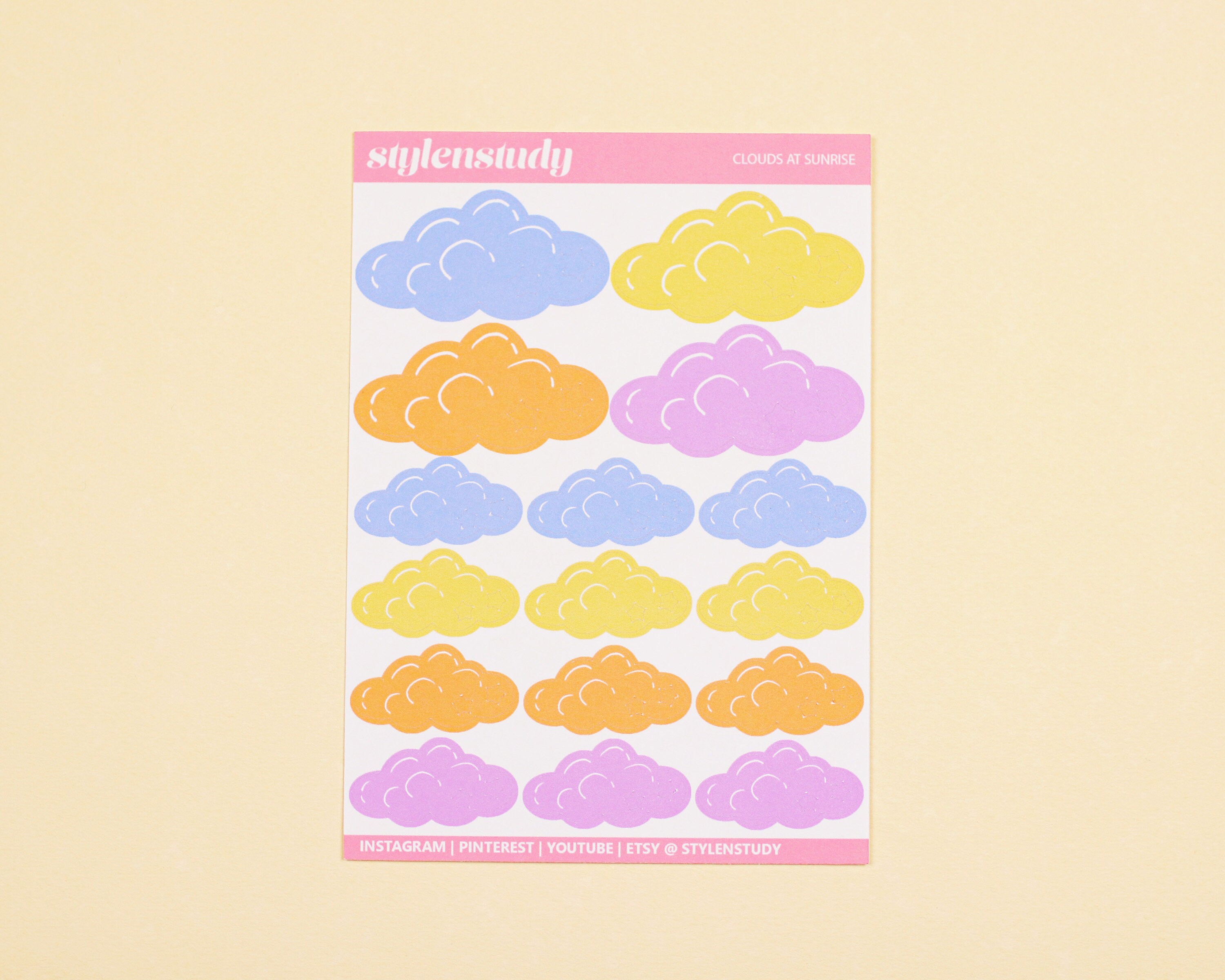 Clouds at Sunrise Sticker Sheet Cute Clouds with Stars Etsy