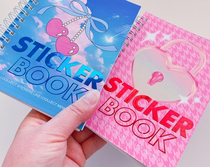 A6 small reusable sticker book, aesthetic foiled cover, sticker collection, sticker organizer album