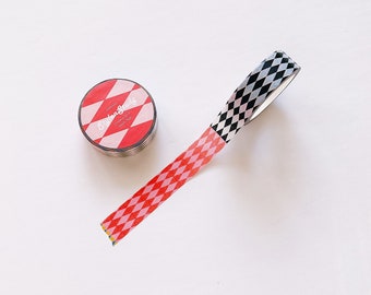 Diamond checker pattern washi tape | cute kawaii retro vintage style bujo, stationery, planner, toploader, hobonichi, 6 ring binder