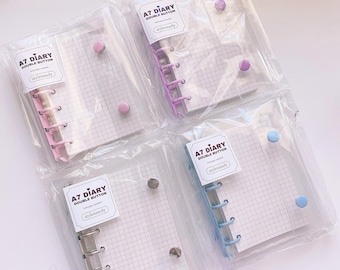 A7 Ring Binder journal | grid paper included | Aesthetic kawaii stationery, bullet journal, kpop journal, transparent double button binder