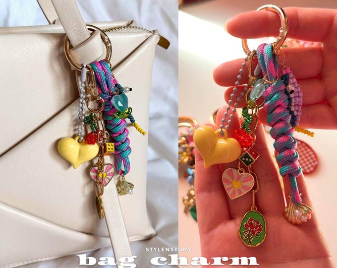 Mix Cord Bag Charm | purse charms, keychains, handmade accessories, whimsical artistic fun charms